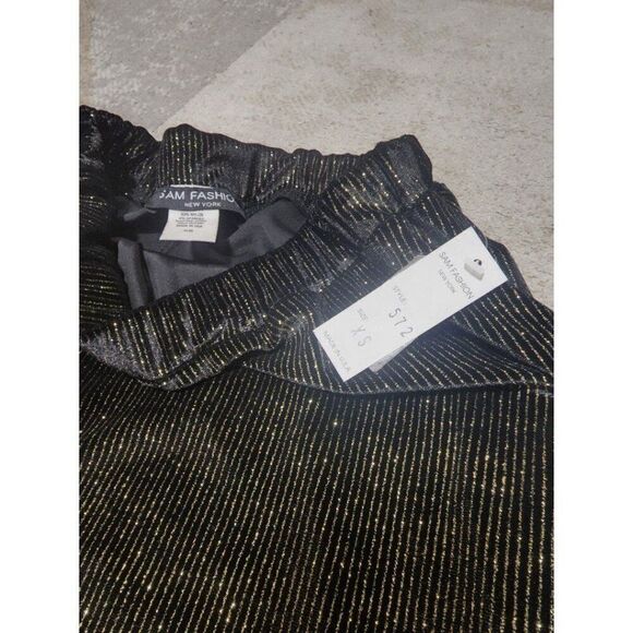 Women's Sam Fashion New York Black Gold Sparkly Elastic Long Skirt Size XSmall - Picture 6 of 7